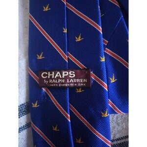 Vintage 1970s Chaps Ralph Lauren Silk Neck Tie Navy Red White Stripe
